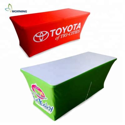 China Spandex Table Cover Show Table Waterproof Custom Spray Printed Table Cloth for sale