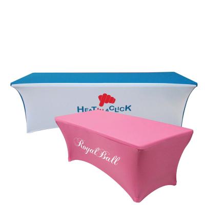 China Modern Design Waterproof Customized Stretch Tablecloth With Logo Trade Show Table Cover for sale