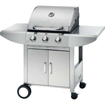 Chine Easily Assembled BBQ Grill Silver Three Burner Gas Stove Cart Gas Outdoor BBQ à vendre