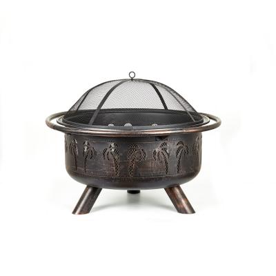 China Barbecue Wood FirePit Fire Pit Outdoor Steel Basket D91*H72.7CM for sale