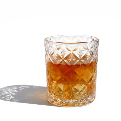 China New Old-fashioned Classic/Postmodern Hot Selling Whiskey Glasses, Hand Carved Single Tumbler Clear Glass 13 Ounce Bourbon for sale