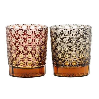 China Bohemian Bohemian Edo Kiriko Cut Glass Handmade Cup Tumbler To Clear Cup 250ml Satsuma Kiriko Cut Glass Red Crystal Drinkware for sale