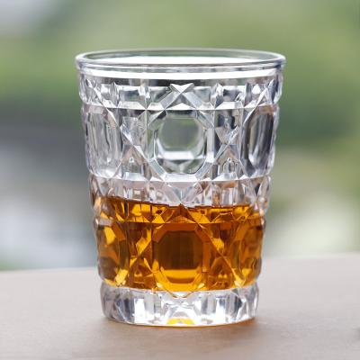 China New Classic / Postmodern 9 Ounce Hand Cut Diamond Cut Clear Pattern Glass Drinking Glasses for sale