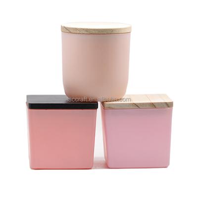 China Home decoration 5oz 10oz 12oz 18oz popular matte rose empty glass candle jars with lids for party for sale