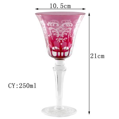 China New classic/postmodern luxury 250ml hand cut to clear rose gold wine glass goblets for sale