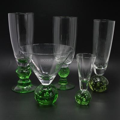 China Sustainable Tableware Unique Colored Goblet Glass Crystal Wine Glass Green 300ML for sale