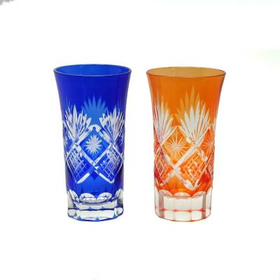 China Viable Japanese Design Sake Cup Shot Wine Glass Cup Viable Creative Cut Glass Colorful Gift Set for sale