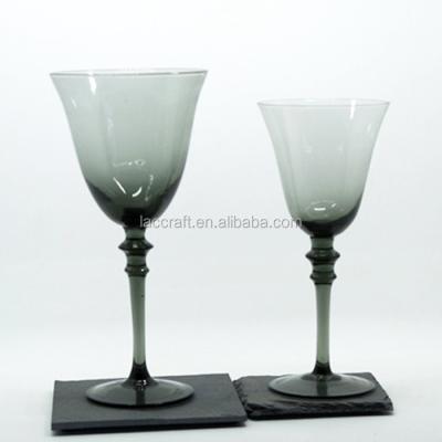 China Wholesale Wine Glass Stemware Long Stem Viable Solid Gray Colored Glass Goblets for sale