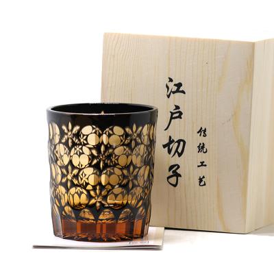 China Sustainable 250ml Hand Cup To Clear Black And Gold Drinking Glass Whiskey Tumbler for sale