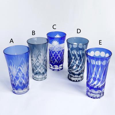 China New classic/postmodern hand cut to clear color shot drinking glass Japanese sake cup for sale