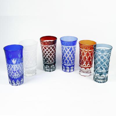 China Custom Different Classic / Postmodern New Hand Engraved Style Hand Drawn Drinking Glass Japanese Sake Cup for sale