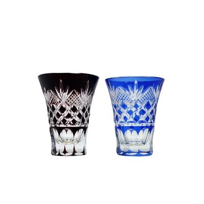 China 50ml Sake Cup Shot Glasses Kiriko Design Japanese Crafts Sakura Shot Glass Eco-friendly Drinks Mug for sale