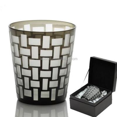 China Usual Luxury Black Shade Decoration Table Plant Frosted Rock Glass Tumbler for sale