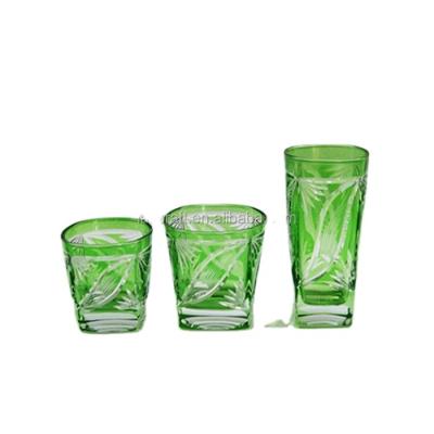 China Paint Colored And Engraved Square Drinking Glassware Whiskey Tumbler Height: 78mm for sale