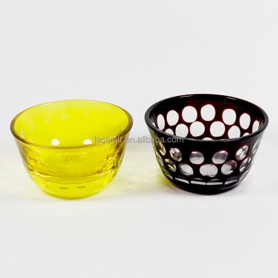 China Viable color green pink white shot glass jade chinese style small glass tea cups wholesale for sale