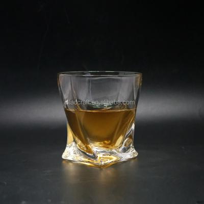 China / Crystal Glass 9oz Square Whiskey Cup Rock Tumbler Brandy Mug Twist Design for sale