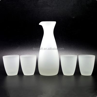 China Beverage Customized Acid Etched Frosted Glass Bottle And Cup Sake Set for sale