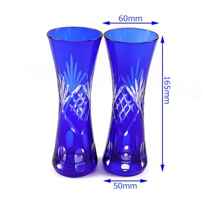 China China's traditional factory of Edo kiriko the cut glass bud vase blue for sale