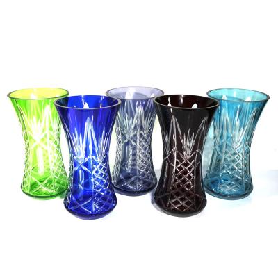 China Wholesale Fine Workmanship OEM/ODM Color Custom Hand Carved Glass Flower Vase Flower Vase Glass Vase For Flowers for sale