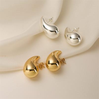 China Fashion Fashion Water Drop Shape 18K Gold Plated Stainless Steel Chunky Hoop Women Jewelry Stud Earring for sale