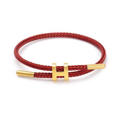 China Fashion Adjustable Fashion Brand Jewelry Stainless Steel Handmade Woven Bracelets for Women Men for sale