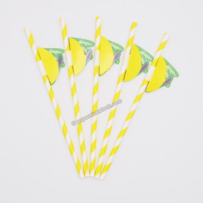 China Colorful Yellow Party Stocked Stripe Paper Straws Drinking Straws Wedding Birthday Decor Straws for sale