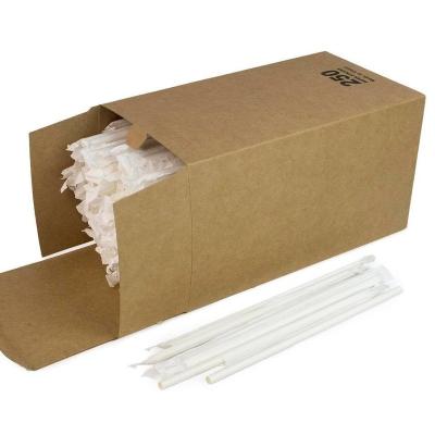 China 2021 Solid Color Disposable White Biodegradable Wrapped Paper Straws Refine Bulk Drinking Straws Wholesale for sale