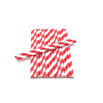 China Decoration Party Disposable Wedding Supplies 6x170mm Red Stripes Paper Straws for sale