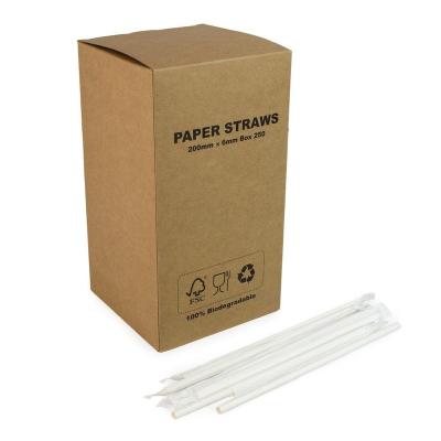 China RainbowBear 250 Yard Disposable Wrapped Paper Straws Drinking Paper Straw With Box Packed for sale