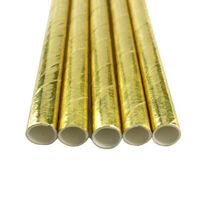 China Free Samples Disposable Gold Paper Straw , Party Paper Straws For Bar And Restaurant Supply for sale