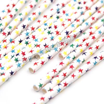 China Disposable RainbowBear Star Pattenred Paper Environmental Multicolor Straw for sale