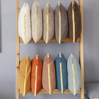 China Multi Colors Folded Soft Corduroy Tile Crate Cases Cushion Cover Corn Striped Sofa Pillow Cover Nordic Home Decor Pillowcases for sale