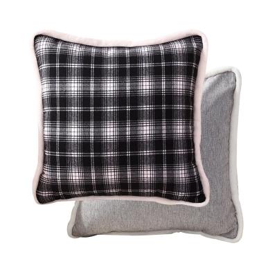 China Home Textile Folded Pillow Case Grid Velvet Flannel Grid Square Velvet Pillowcase Decorative Modern Simple Shape Pillow Case for sale