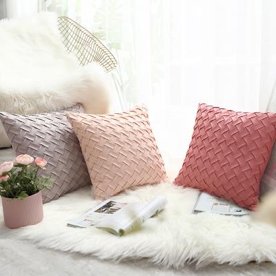 China Multi Folded Color Options Solid Color Velvet Pillow Case Ins Style Home Decor Sofa Cushion Cover Suede Car Pillow Case for sale