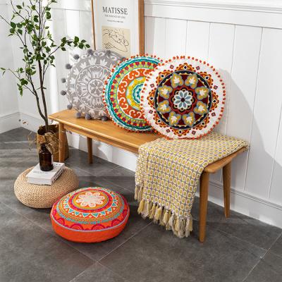 China High Quality Flower Pattern Cotton Embroidery Folded Around Sofa Cushion Housewarming Gift Car Tile Cover Home Decoration for sale