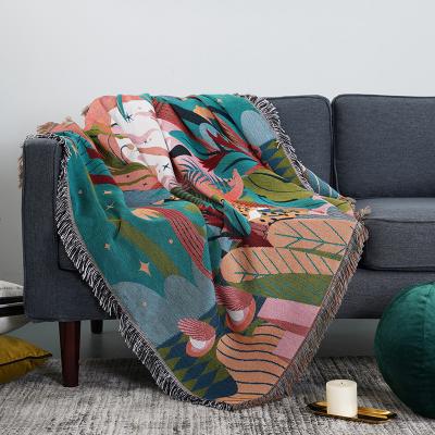 China Forest Dancer Throw Blanket Multifunction portable 2 sides Sofa Covers Cobertor Tassel Dust cover air conditioning blankets for bed for sale