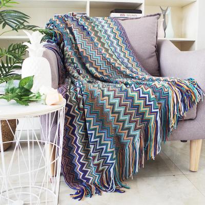 China Portable Nordic Knitted Yarn Sofa Blanket Throw on Sofa Hotel Travel TV Nap Tassel Blankets Soft Bed Towel Covers Home Decor for sale