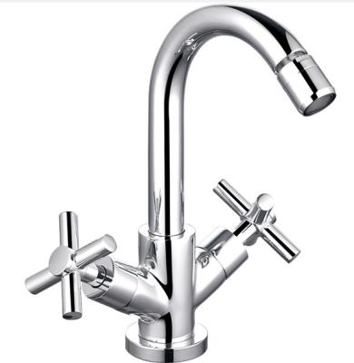 China Modern Style Brass Bidet Mixer Tap Double Handle Chrome Finish T80532 for sale