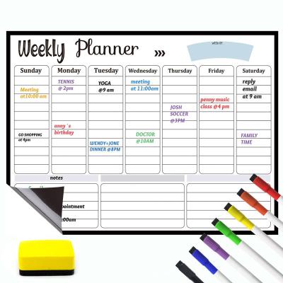 China Custom 7002 PET Film White Board A3 A4 Dry Erase Magnetic Sticker Calendar Weekly Planners For Fridge Kitchen Fridge for sale