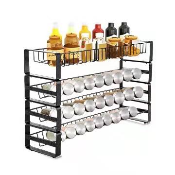 China Viable Storage Organizer Shelf Black Frosted Iron Kitchen Countertop Spice Rack for sale