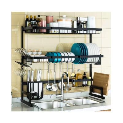 China Sustainable 3 Tier Adjustable Above Sink Dish Drying Rack For Kitchen Storage for sale