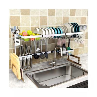 China Sustainable Double Layer Dish Drainer Countertop Organization Over Sink Dish Drying Rack for sale