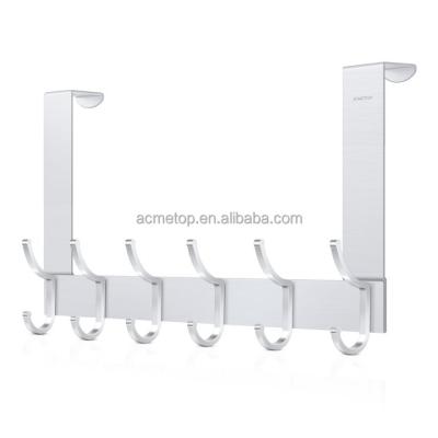 China ACMETOP Sustainable Hooks Rack Hanger Brushed Matte Silver Aluminum Over The Door Hooks For Kitchen Bathroom Bedroom Living Room for sale