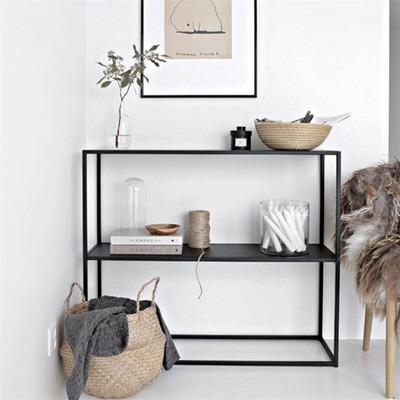 China (Other) Nordic Modern Adjustable Living Room Wall Shelves Kitchen Iron Storage Rack Double Hallway Entry Cabinet for sale