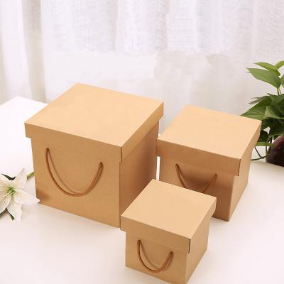 China Recyclable Cake Flower Folding Craft Corrugated Paper Box Factory Price Square Packaging Products Wrapping Paper Box for sale