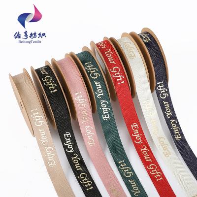 China Recycled/Printing/Not Recycle Decorative Wrapping All Kinds Double/Soft Woven Cotton/Polyester Single Face Ribbon Custom Printed Logo for sale