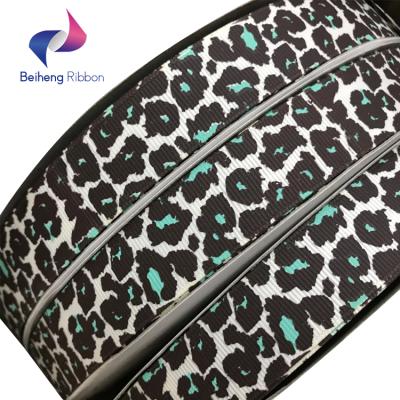 China Washable / Recycled / High Tenacity / Sustainable Decor Grosgrain Leopard Ribbon For Wrapping Presents for sale