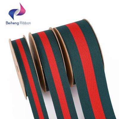 China High Tenacity Christmas Wrapping Plaid Ribbon Red and Green Striped Grosgrain Red and Green Ribbon for sale