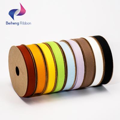 China Washable/Reused/High Tenacity/Viable Logo Print Acceptable Double Sided Twill Cotton Webbing Fabric Ribbon Tape for sale