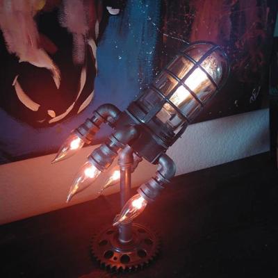 China Decorative Steampunk Rocket Table Lamp Bedroom Night Light Retro Style Industrial Decorative Steampunk Rocket Table Hot Selling Industrial Retro for sale